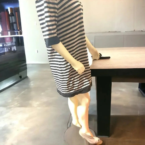 OFF WHITE/BLACK BANANA REPUBLIC RELAXED FIT DRESS 3/4” SLEEVES SIZE XTRA LARGE - Picture 4 of 16